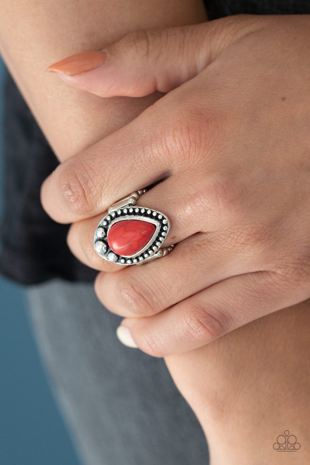 Backroad Bauble - Red - Paparazzi Ring Image