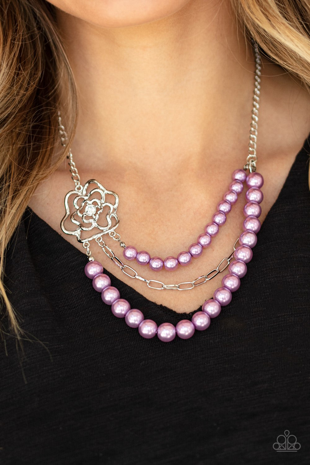 Paparazzi Necklace ~ Fabulously Floral - Purple