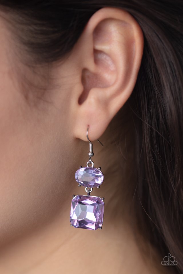 All ICE On Me - Purple - Paparazzi Earring Image
