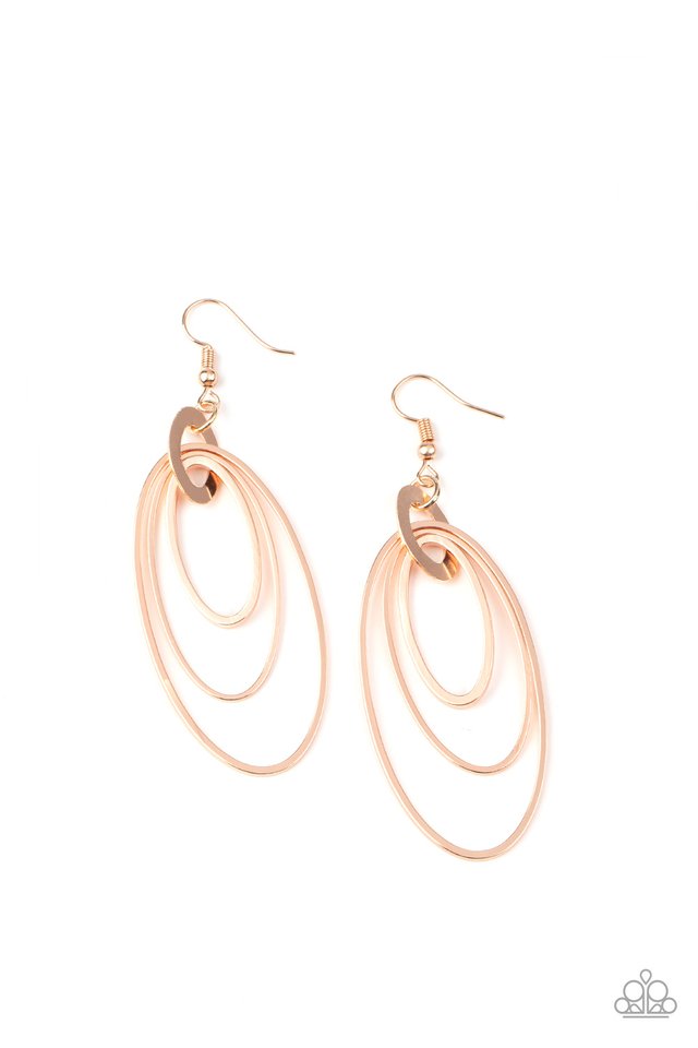 Shimmer Surge - Rose Gold - Paparazzi Earring Image