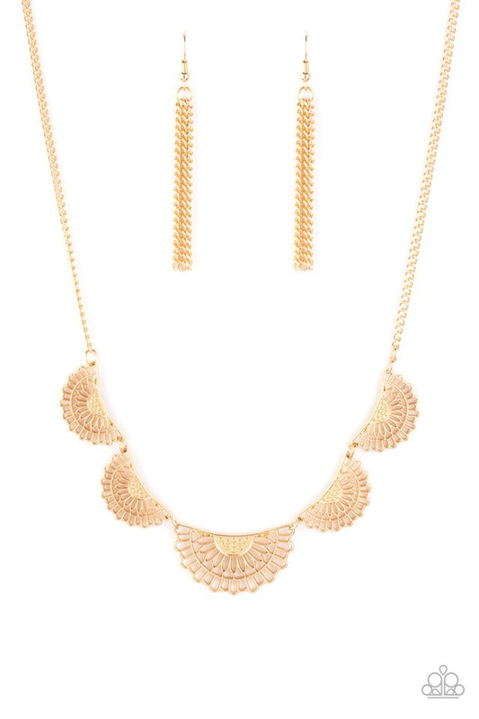 Fanned Out Fashion - Gold - Paparazzi Necklace Image