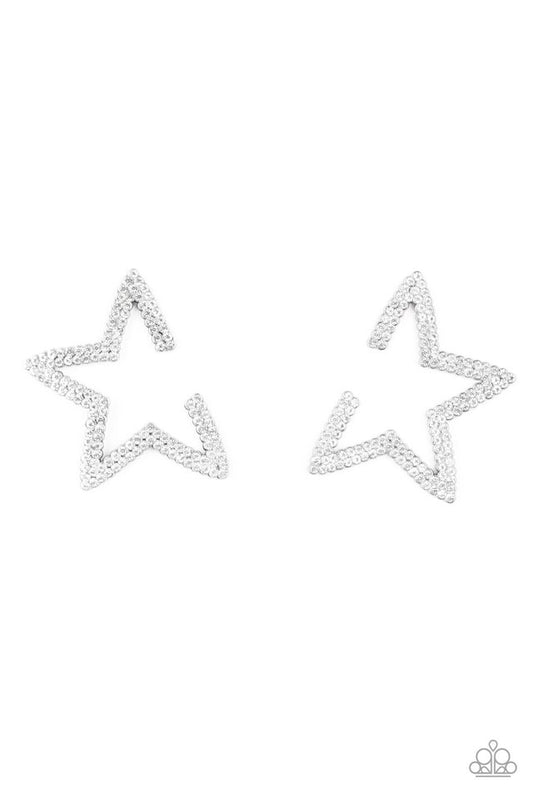 Star Player - White - Paparazzi Earring Image