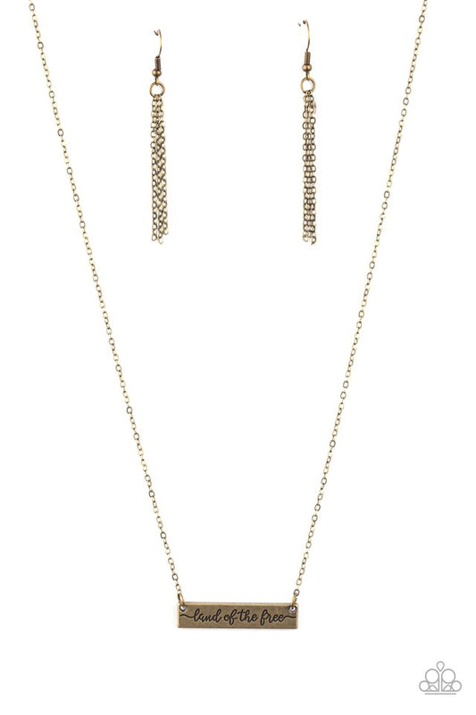 Land Of The Free - Brass - Paparazzi Necklace Image