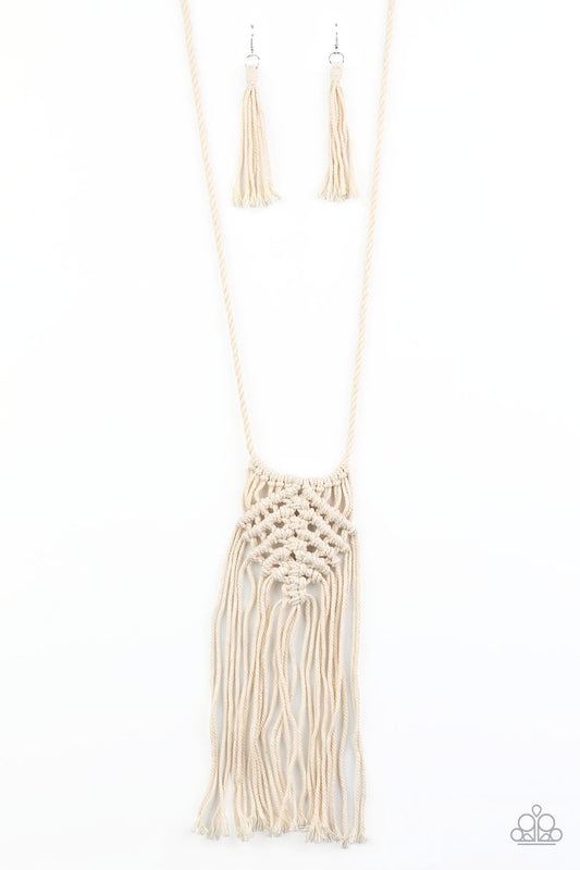 Paparazzi Necklace ~ Macrame Mantra - White