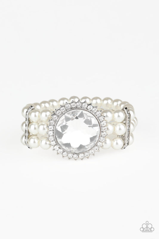 Paparazzi Bracelet ~ Speechless Sparkle - White