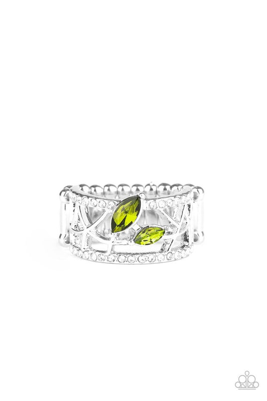 Tilted Twinkle - Green - Paparazzi Ring Image