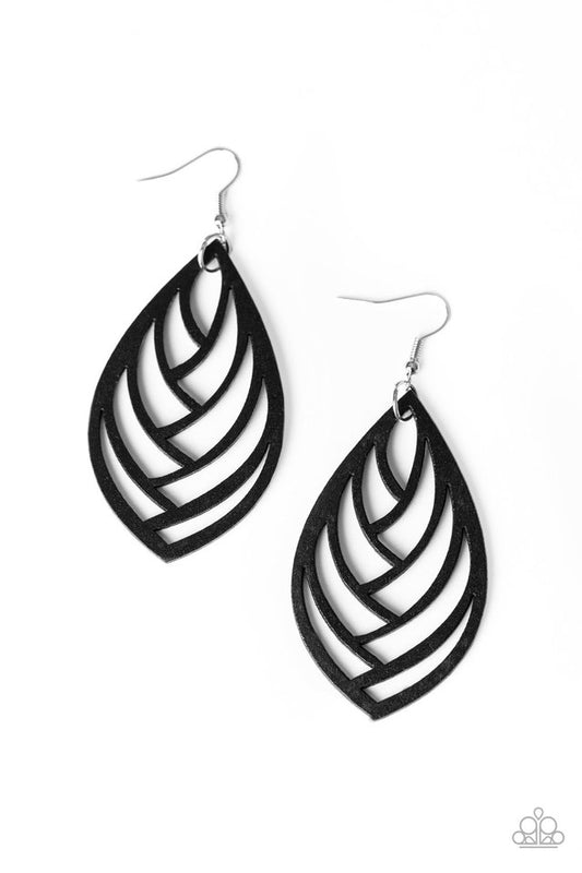 Out of the Woodwork - Black - Paparazzi Earring Image