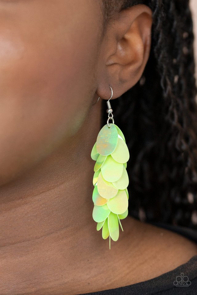 Stellar In Sequins - Green - Paparazzi Earring Image