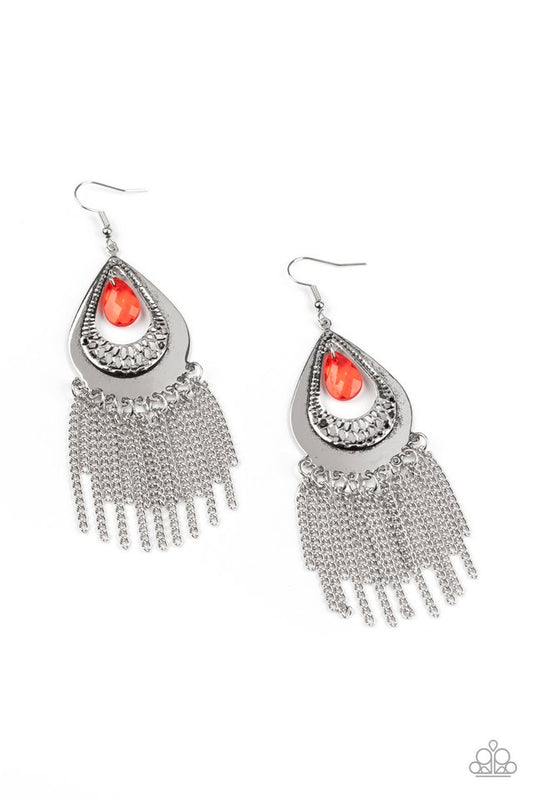 Scattered Storms - Red - Paparazzi Earring Image