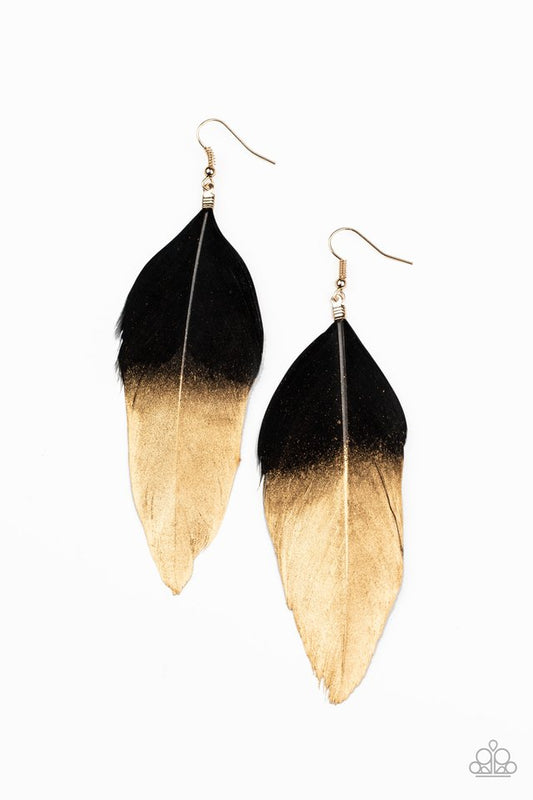 Fleek Feathers - Black - Paparazzi Earring Image