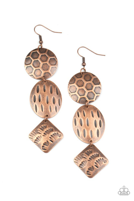 Mixed Movement - Copper - Paparazzi Earring Image