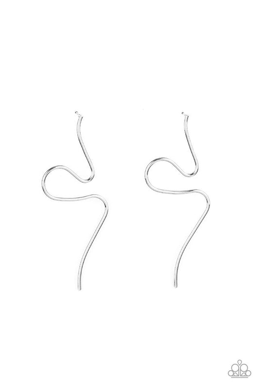Heavy Metal Minimalist - Silver - Paparazzi Earring Image