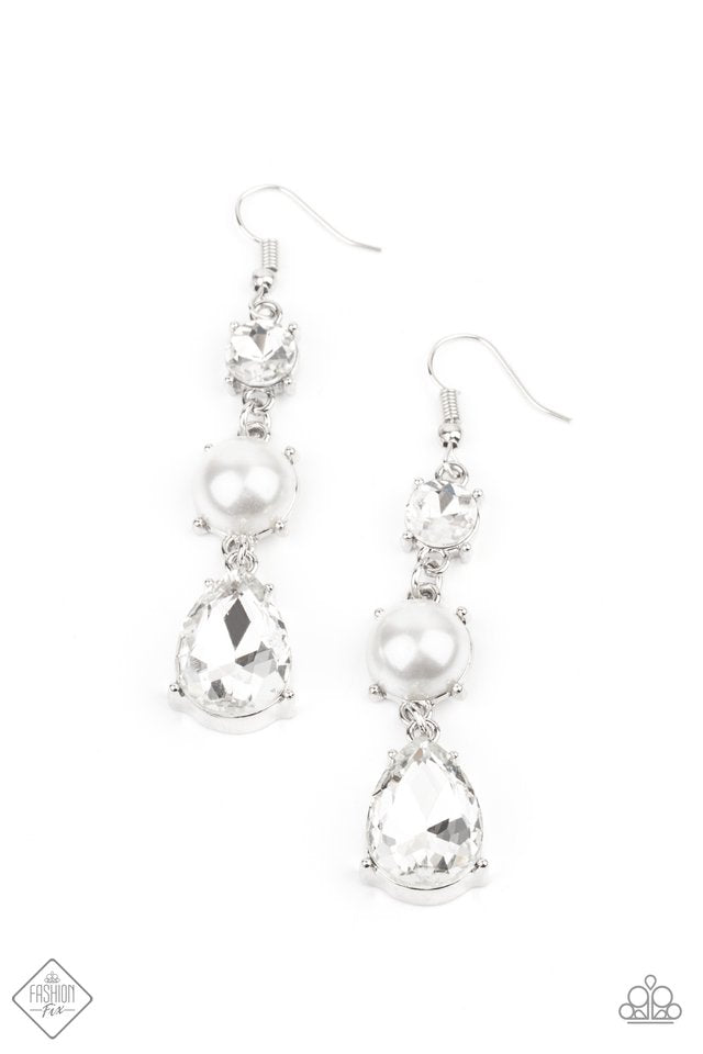 Unpredictable Shimmer - White - Paparazzi Earring Image