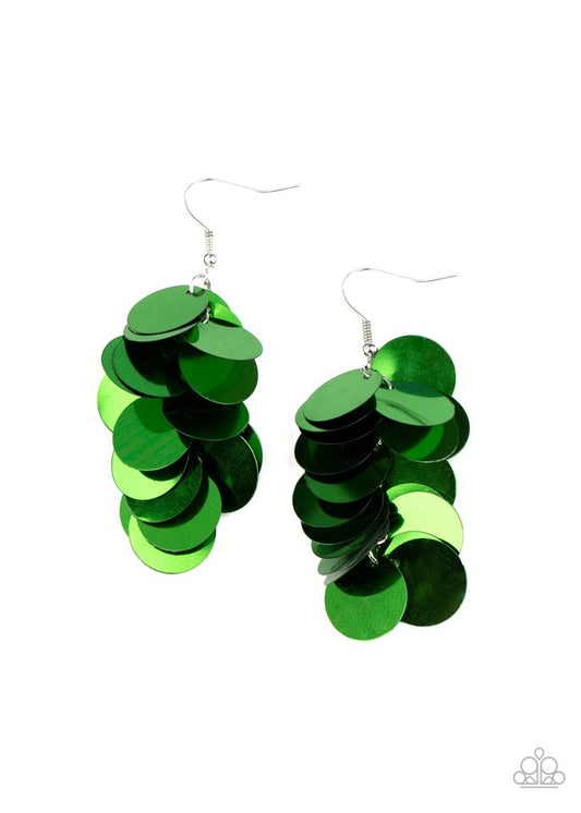 Now You SEQUIN It - Green - Paparazzi Earring Image