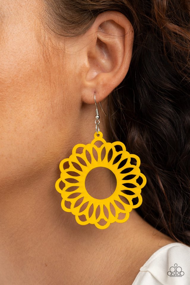 Dominican Daisy - Yellow - Paparazzi Earring Image