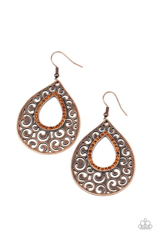 Airy Applique - Copper - Paparazzi Earring Image