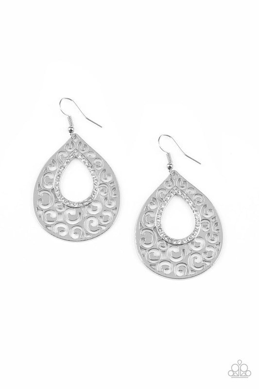 Airy Applique - White - Paparazzi Earring Image