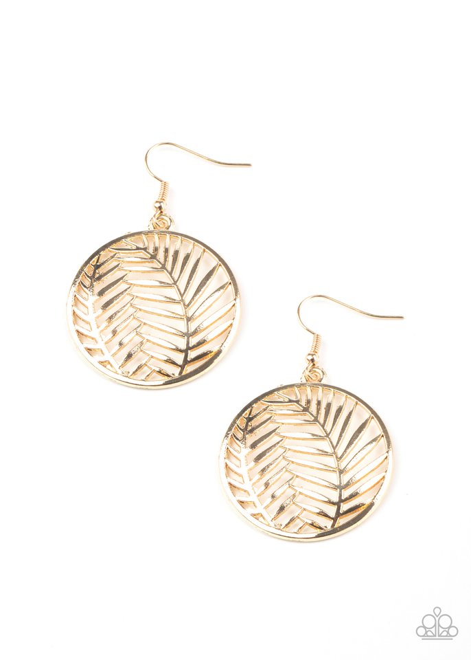 Palm Perfection - Gold - Paparazzi Earring Image