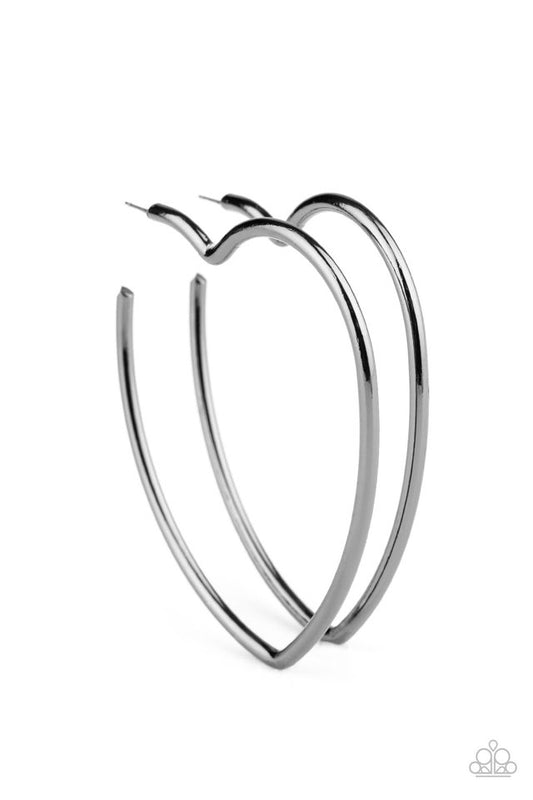 Heartbreaker Hustle - Black - Paparazzi Earring Image