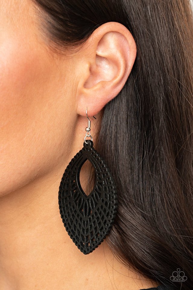 One Beach At A Time - Black - Paparazzi Earring Image