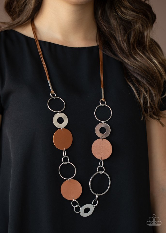 Sooner or LEATHER - Brown - Paparazzi Necklace Image
