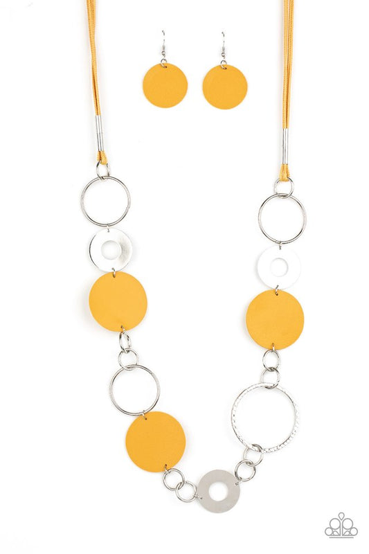 Sooner or LEATHER - Yellow - Paparazzi Necklace Image