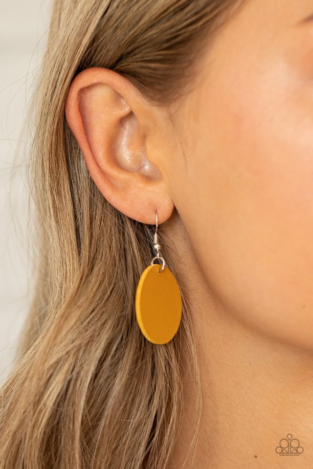 Sooner or LEATHER - Yellow - Paparazzi Necklace Image
