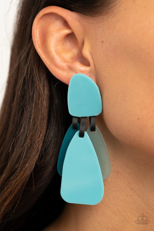 All FAUX One - Blue - Paparazzi Earring Image