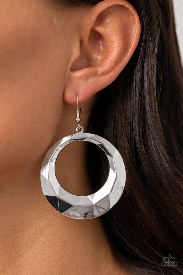 Fiercely Faceted - Silver - Paparazzi Earring Image