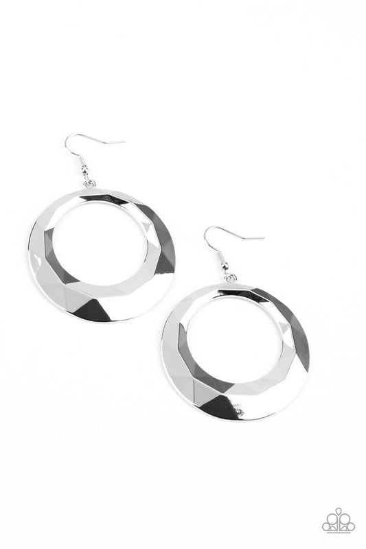 Fiercely Faceted - Silver - Paparazzi Earring Image