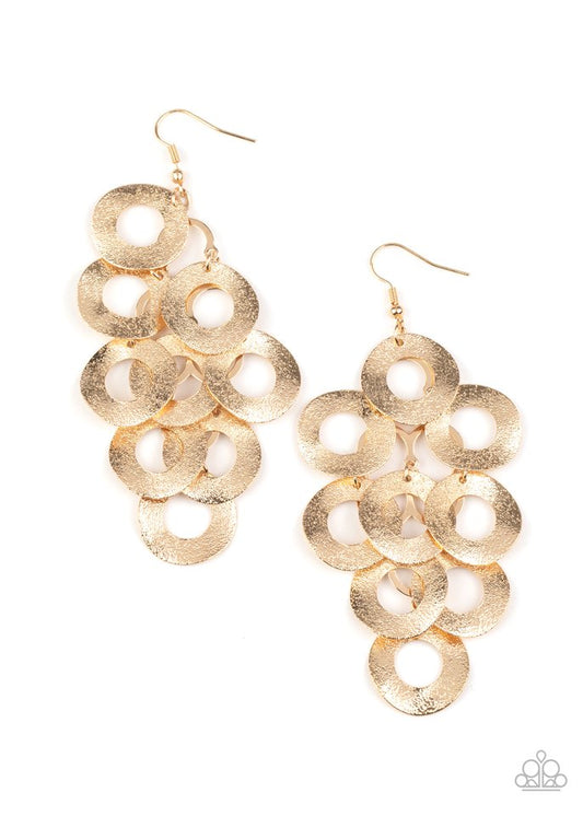 Scattered Shimmer - Gold - Paparazzi Earring Image