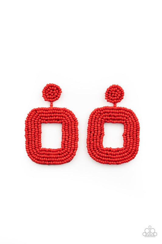 Beaded Bella - Red - Paparazzi Earring Image