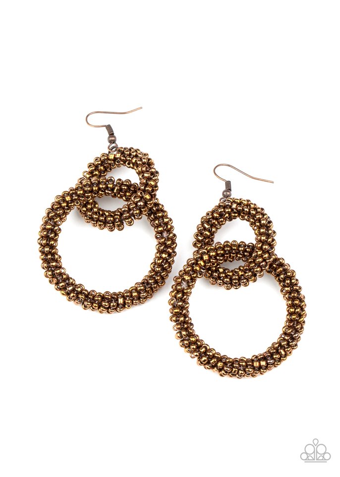 Luck BEAD a Lady - Copper - Paparazzi Earring Image