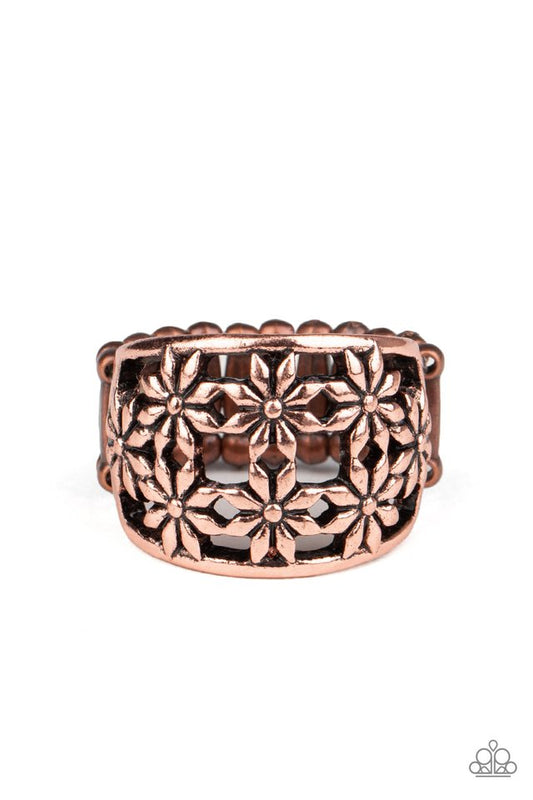 Crazy About Daisies - Copper - Paparazzi Ring Image