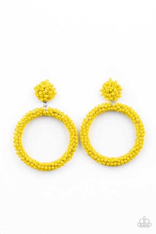 Be All You Can BEAD - Yellow - Paparazzi Earring Image