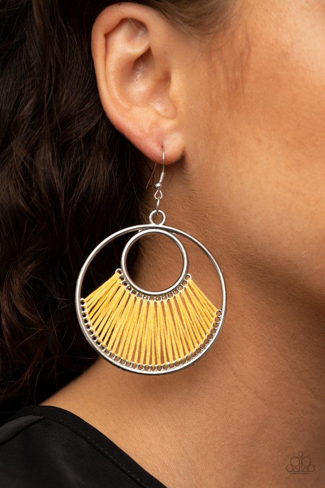 Really High-Strung - Yellow - Paparazzi Earring Image
