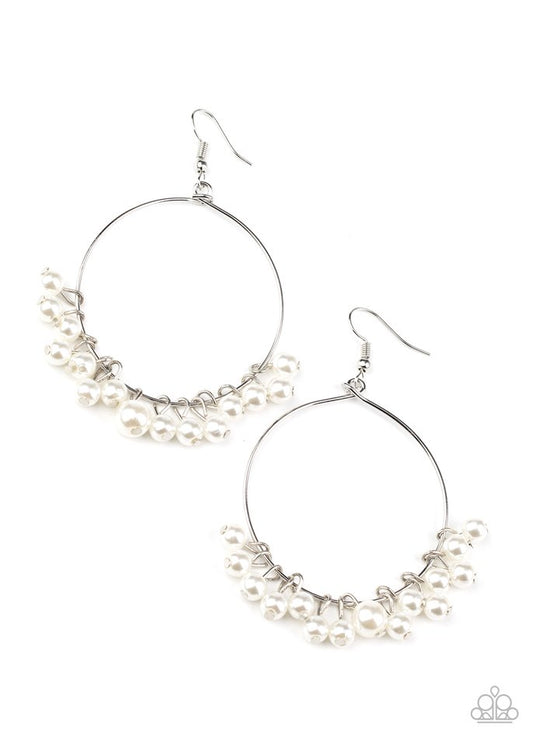 Things Are Looking UPSCALE - White - Paparazzi Earring Image