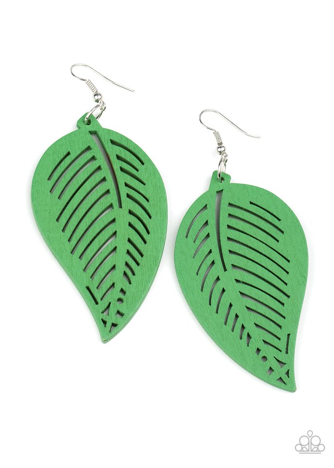 Tropical Foliage - Green - Paparazzi Earring Image