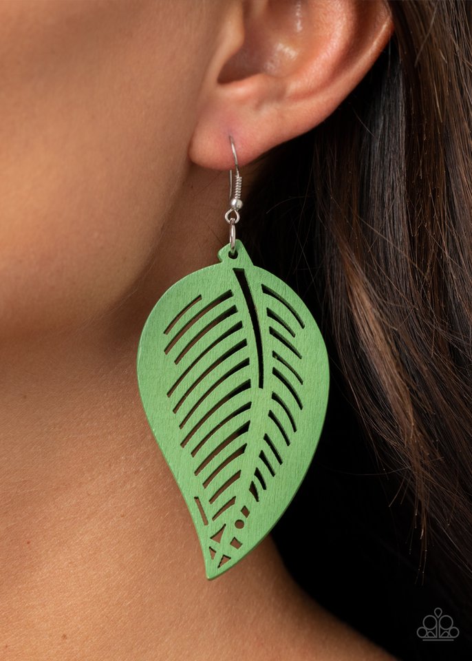 Tropical Foliage - Green - Paparazzi Earring Image