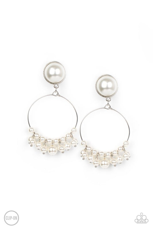 Seize Your Moment - White - Paparazzi Earring Image