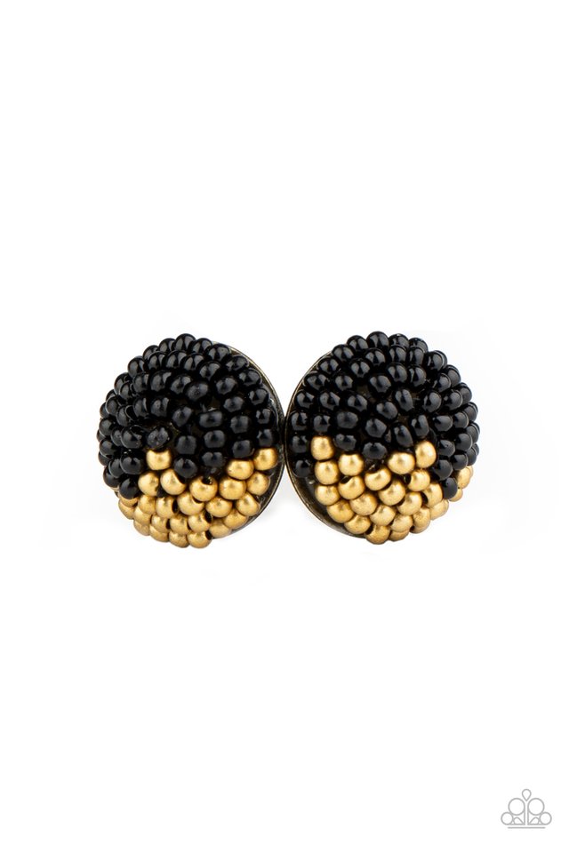 As Happy As Can BEAD - Black - Paparazzi Earring Image