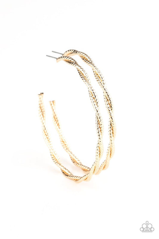Totally Throttled - Gold - Paparazzi Earring Image