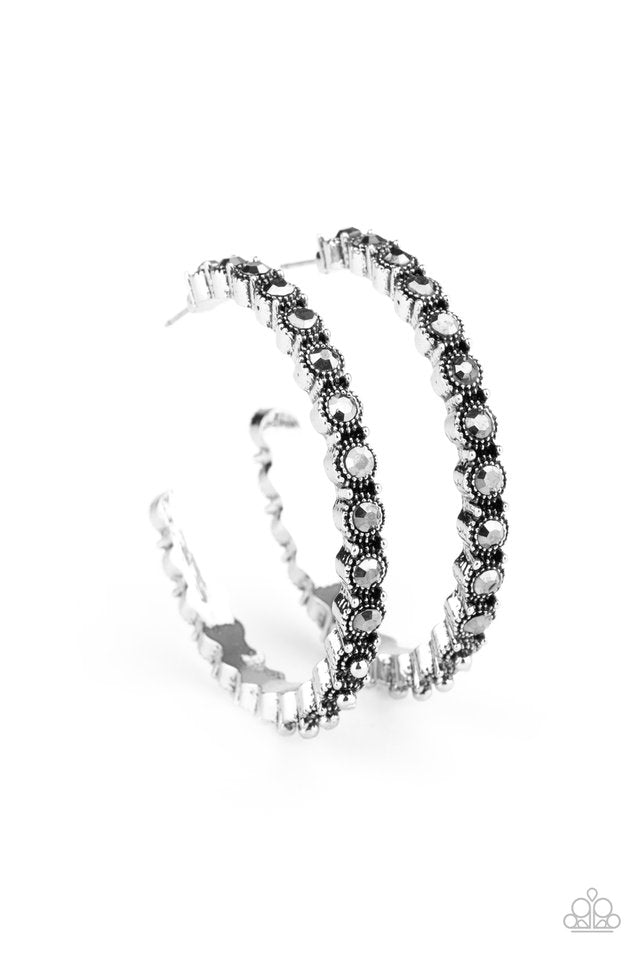 Rhinestone Studded Sass - Silver - Paparazzi Earring Image