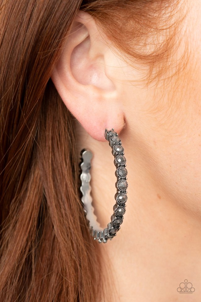 Rhinestone Studded Sass - Silver - Paparazzi Earring Image