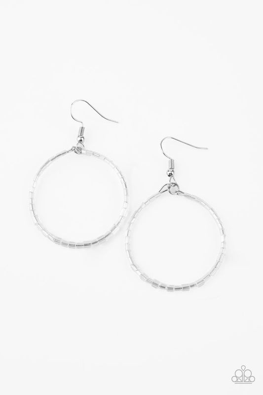Colorfully Curvy - White - Paparazzi Earring Image