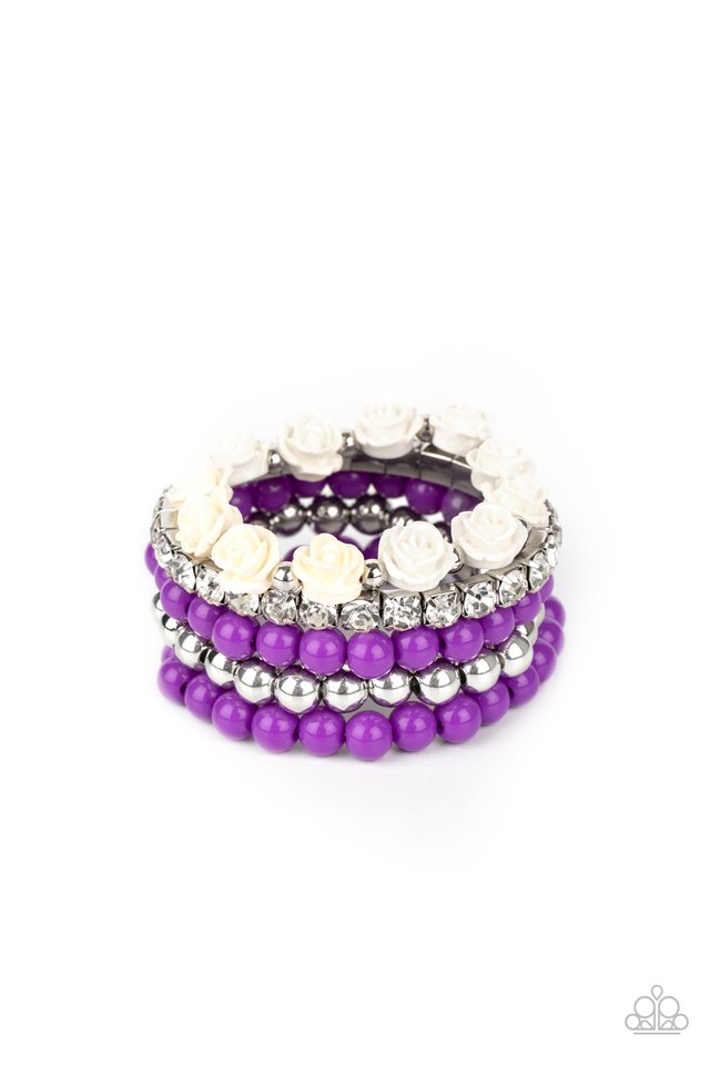 Rose Garden Grandeur - Purple - Paparazzi Bracelet Image