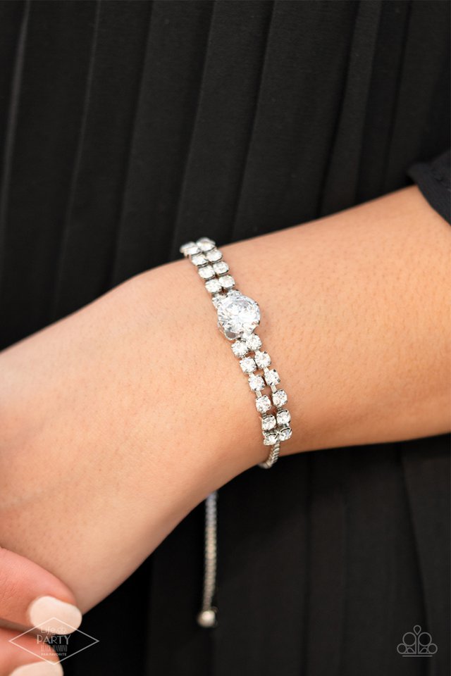Gorgeously Glitzy - White - Paparazzi Bracelet Image