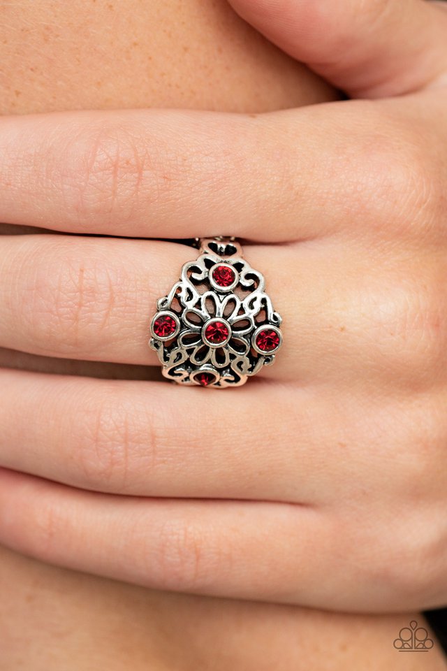 One DAISY At A Time - Red - Paparazzi Ring Image