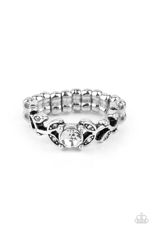 Frosted Flower Beds - White - Paparazzi Ring Image