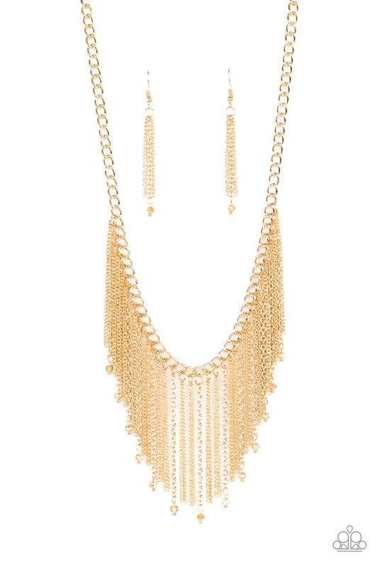 Cue The Fireworks - Gold - Paparazzi Necklace Image